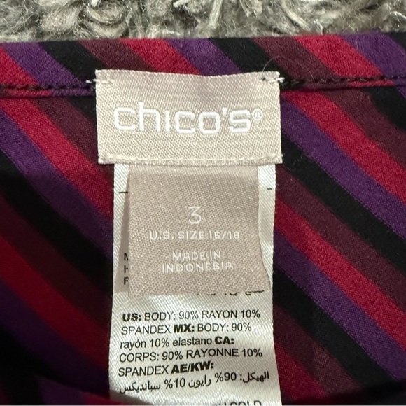 Chicos Striped Asymmetrical Dress in Pink/Purple, Size 3(US16/18) - Picture 3 of 4